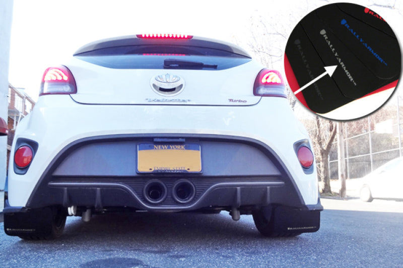 Rally Armor MF24-UR-BLK/SIL - RALMF24-UR-BLK/SIL - Rally Armor 12-18 Hyundai Veloster Black UR Mud Flap w/ Silver Logo - Shipped in Europe - Tuningsupply.com
