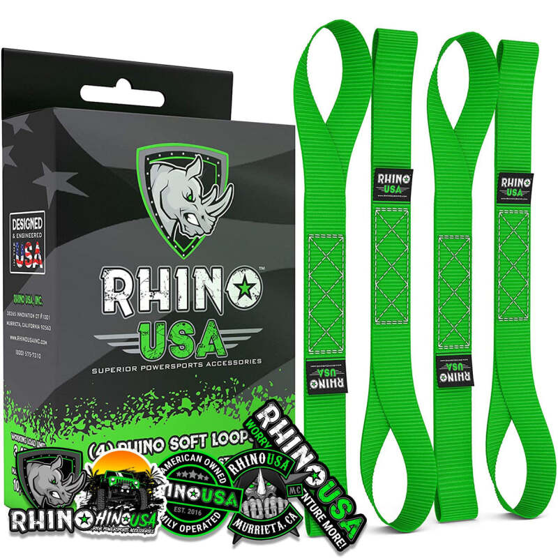 Rhino USA SOFT4PACK-GRN - RSASOFT4PACK-GRN - Rhino USA Soft Loops Motorcycle Tie-Down Set 4-Pack Green - Shipped in Europe - Tuningsupply.com
