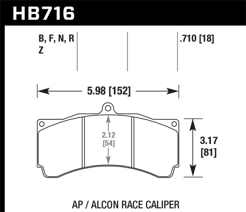 Hawk Performance KHB716F.710 - HAWKHB716F.710 - Hawk HPS Brake Pads w/ 0.710 Thickness - AP Racing Alcon - Shipped in Europe - Tuningsupply.com