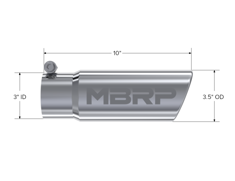MBRP PT5115 - MBRPT5115 - MBRP Universal Tip 3in O.D. Angled Rolled End 3 inlet 10 length - Shipped in Europe - Tuningsupply.com
