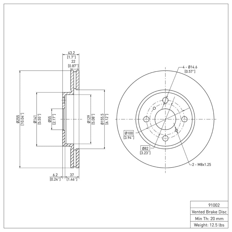 DFC 600-91002 - DFC600-91002 - DFC 04-06 Scion XA Front Brake Rotor - Shipped in Europe - Tuningsupply.com