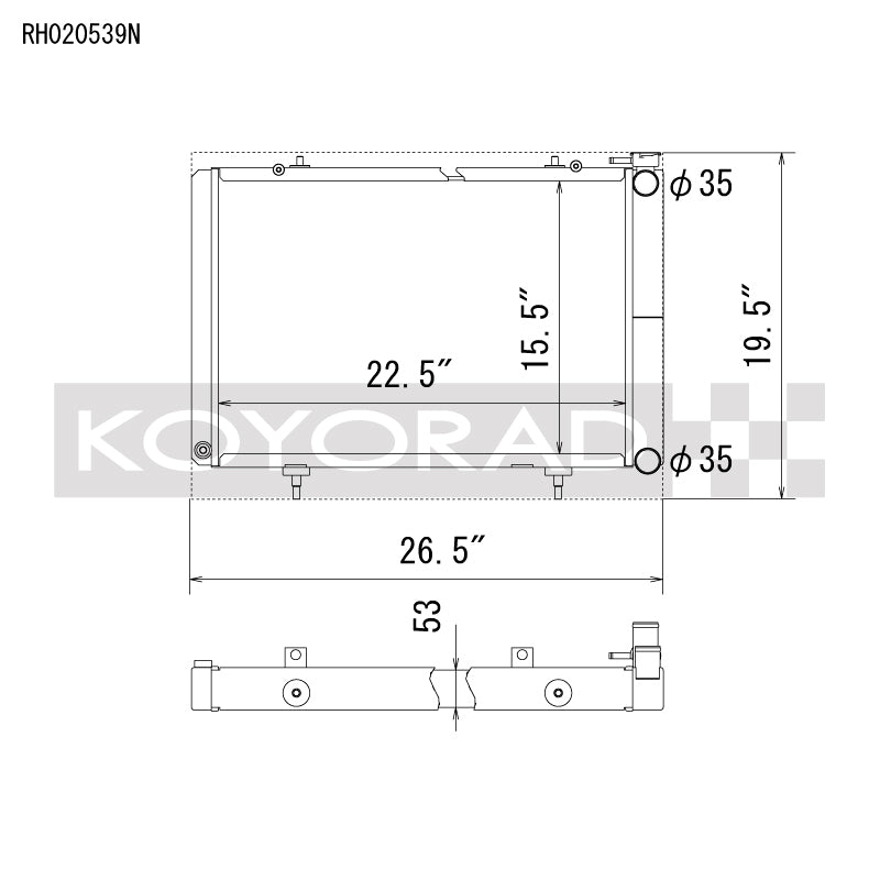 Koyo RH020539N - KOYRH020539N - Koyo Nissan 240SX V8 Swap/KA24 Turbo Radiator - Shipped in Europe - Tuningsupply.com