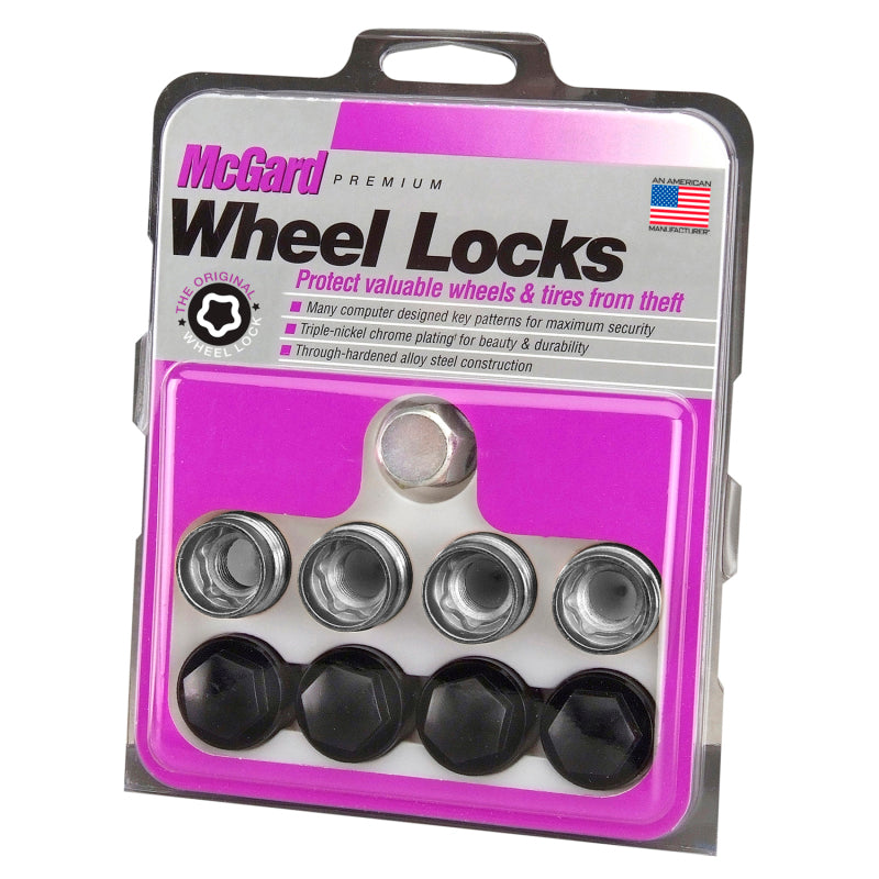 McGard 25167 - MCG25167 - McGard Wheel Lock Nut Set - 4pk. (Under Hub Cap / Radius Seat) M14X1.5 / 19mm Hex / .890in. L w/Caps - Shipped in Europe - Tuningsupply.com