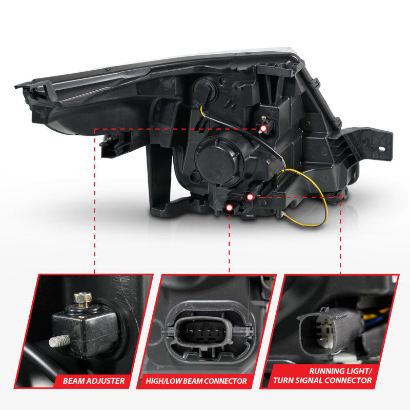 ANZO - ANZ111575 - ANZO 11-15 Ford Explorer (w/Factory Halogen HL Only) Projector Headlights w/Light Bar Black Housing - Shipped in Europe - Tuningsupply.com