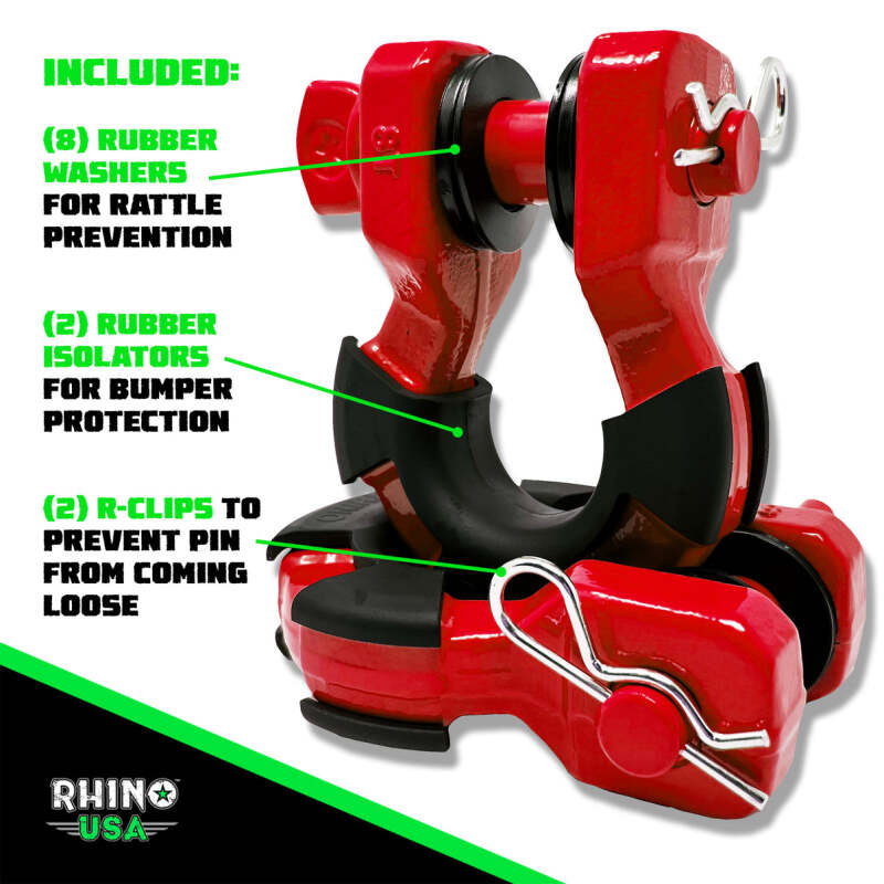 Rhino USA SUPERSHACK-RED - RSASUPERSHACK-RED - Rhino USA 8T Super Shackle 2-Pack (Red) - Shipped in Europe - Tuningsupply.com