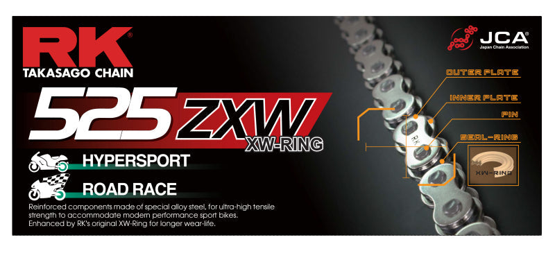 RK Chain CC525ZXW-120 - RKCCC525ZXW-120 - RK Chain CC525ZXW-120L XW-Ring - Chrome - Shipped in Europe - Tuningsupply.com