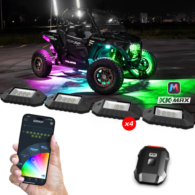 XKGLOW MX-ROCK-STA - XKGMX-ROCK-STA - XK Glow RGBW 4pc Addressable LED Rock Light Kit - Shipped in Europe - Tuningsupply.com