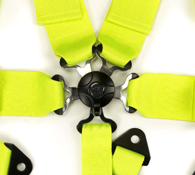 NRG SBH-B6PCNG - NRGSBH-B6PCNG - NRG SFI 16.1 5Pt 3 Inch Seat Belt Harness with Pads / Cam Lock - Neon Green - Shipped in Europe - Tuningsupply.com