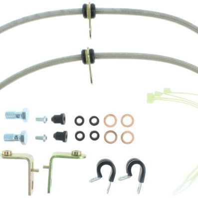 Stoptech 950.61003 - STO950.61003 - StopTech 05-08 Mustang V6 w/ABS / Mustang GT V8 / 07-09 GT500 Stainless Steel Front Brake Lines - Shipped in Europe - Tuningsupply.com
