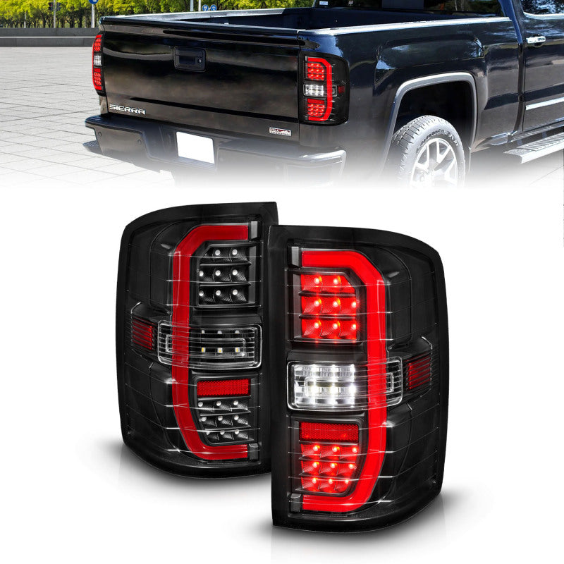 ANZO 311464 - ANZ311464 - ANZO 14-18 GMC Sierra 1500 Full LED Taillights Black Housing Clear Lens (w/C Light Bars) - Shipped in Europe - Tuningsupply.com