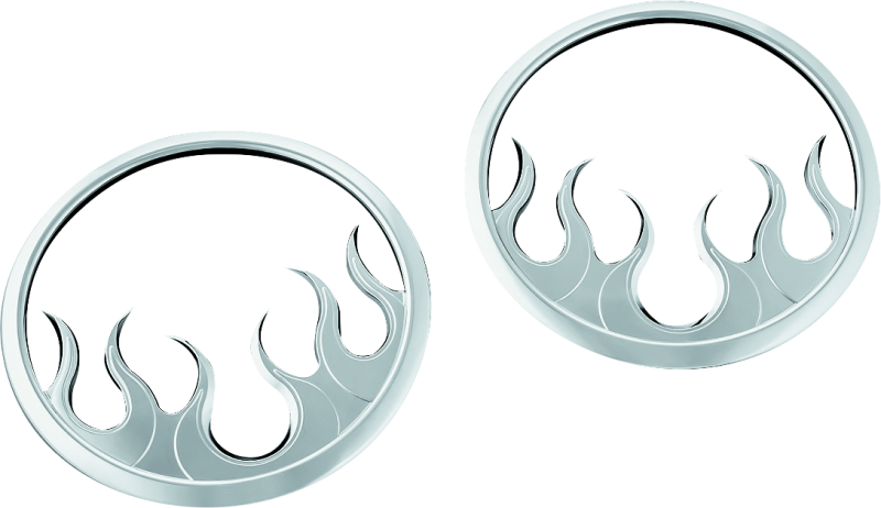 Kuryakyn 7374 - KUR7374 - Kuryakyn Flame Speaker Grills For 14-Up Touring Models Chrome - Shipped in Europe - Tuningsupply.com