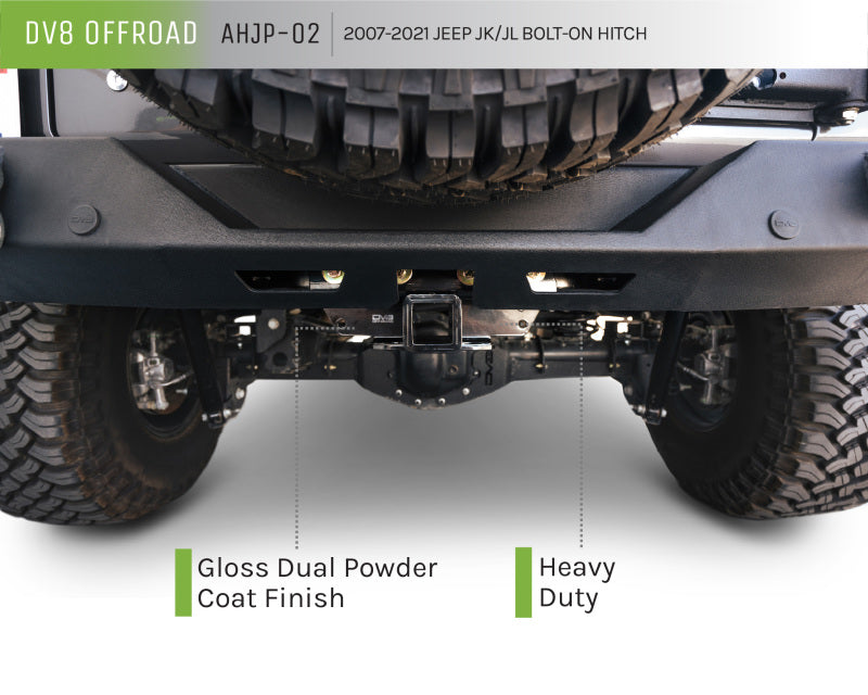 DV8 Offroad AHJP-02 - DVEAHJP-02 - DV8 Offroad 07-21 Jeep Wrangler (JK/JL) Bolt-On Hitch w/o Lights - Shipped in Europe - Tuningsupply.com