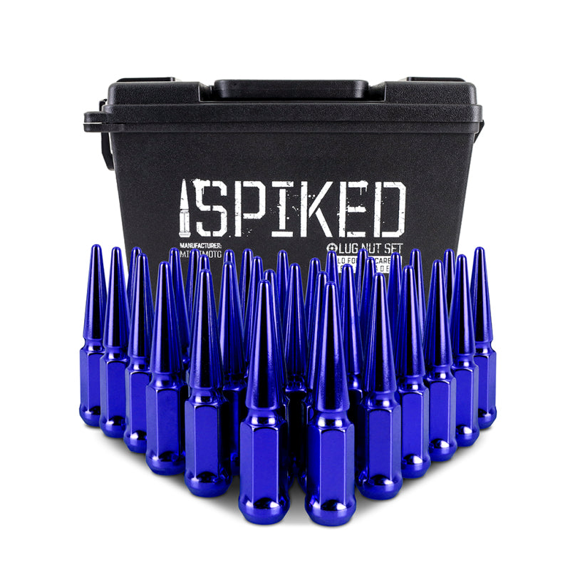 Mishimoto MMLG-SP1415-32BL - MISMMLG-SP1415-32BL - Mishimoto Mishimoto Steel Spiked Lug Nuts M14 x 1.5 32pc Set Blue - Shipped in Europe - Tuningsupply.com