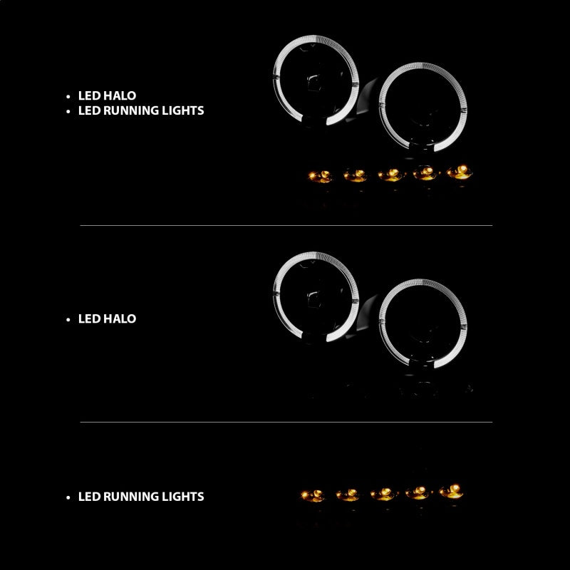 ANZO 111204 - ANZ111204 - ANZO 2004-2008 Ford F-150 Projector Headlights w/ Halo and LED Black G2 - Shipped in Europe - Tuningsupply.com