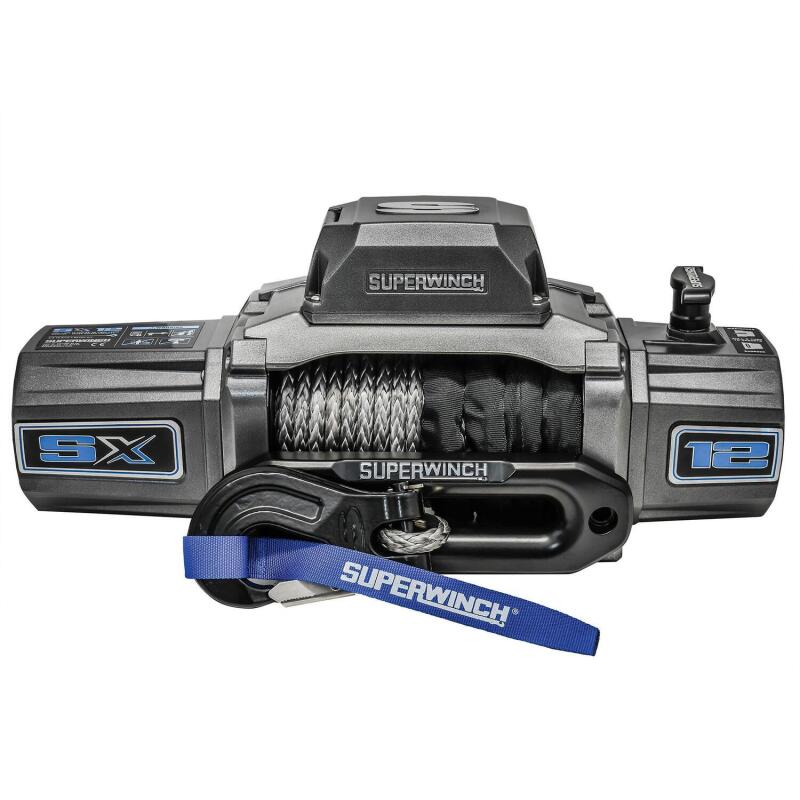Superwinch - SUW1712201 - Superwinch 12000 LBS 12V DC 3/8in x 80ft Synthetic Rope SX 12000SR Winch - Graphite - Shipped in Europe - Tuningsupply.com