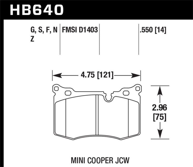 Hawk Performance KHB640G.550 - HAWKHB640G.550 - Hawk 09-15 Mini Cooper John Cooper Works DTC-60 Race Front Brake Pads - Shipped in Europe - Tuningsupply.com