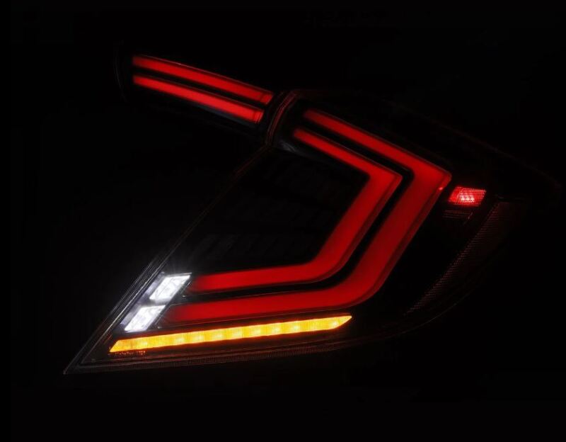 AlphaRex 676020 - ARX676020 - AlphaRex 16-21 Honda Civic Hatchback / Type-R FK8 Nova-Series LED Tail Lights (Pair) - Black - Shipped in Europe - Tuningsupply.com