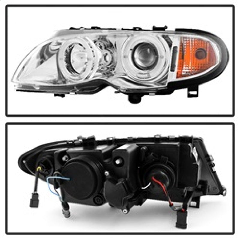 SPYDER 5042408 - SPY5042408 - Spyder BMW E46 3-Series 02-05 4DR Projector Headlights 1PC LED Halo Chrm PRO-YD-BMWE4602-4D-AM-C - Shipped in Europe - Tuningsupply.com