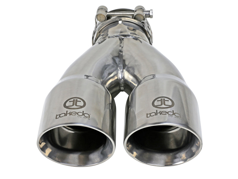 aFe 49T25364-P10 - AFE49T25364-P10 - aFe Takeda 2.5in 304 Stainless Steel Clamp-on Exhaust Tip 2.5in Inlet 3in Dual Outlet - Polished - Shipped in Europe - Tuningsupply.com