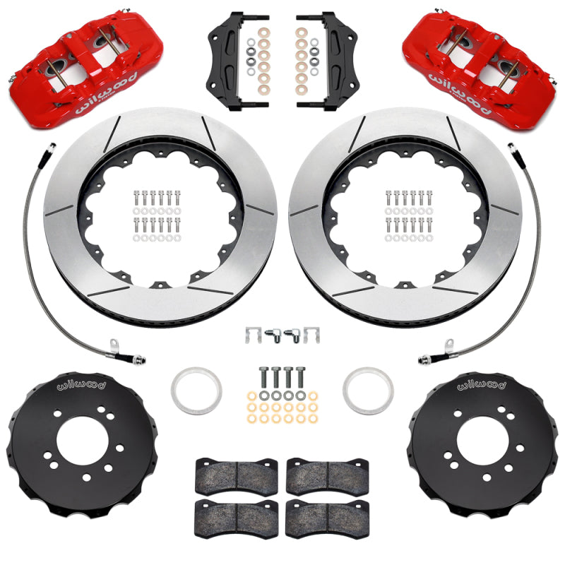 Wilwood 140-18260-R - WIL140-18260-R - Wilwood 99-02 Nissan Skyline Aerolite 6R Front BBK w/ 14.00in Slotted Rotors & Flexlines - Red - Shipped in Europe - Tuningsupply.com