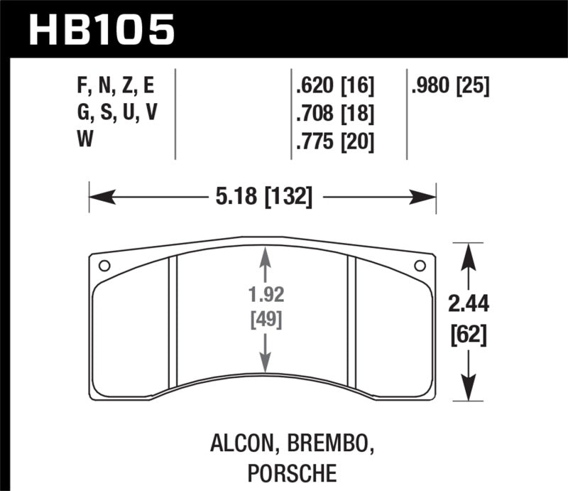 Hawk Performance KHB105U.980 - HAWKHB105U.980 - Hawk Alcon/Brembo/Porsche DTC-70 Rear Race Brake Pads - Shipped in Europe - Tuningsupply.com