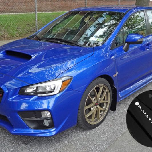 Rally Armor MF32-UR-BLK/WH - RALMF32-UR-BLK/WH - Rally Armor 15-21 Subaru WRX/STI Black UR Mud Flap w/White Logo - Shipped in Europe - Tuningsupply.com