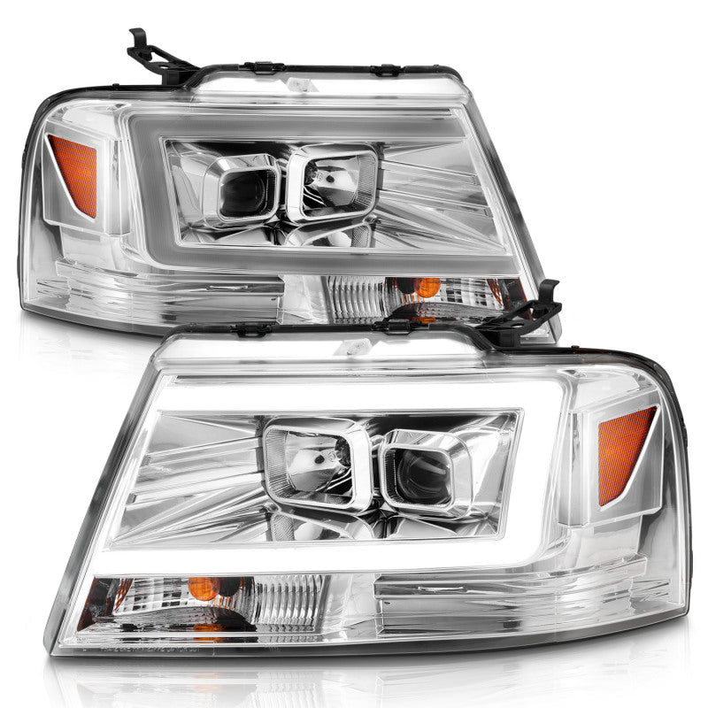 ANZO 111542 - ANZ111542 - ANZO 2004-2008 Ford F-150 Projector Headlights w/ Light Bar Chrome Housing - Shipped in Europe - Tuningsupply.com