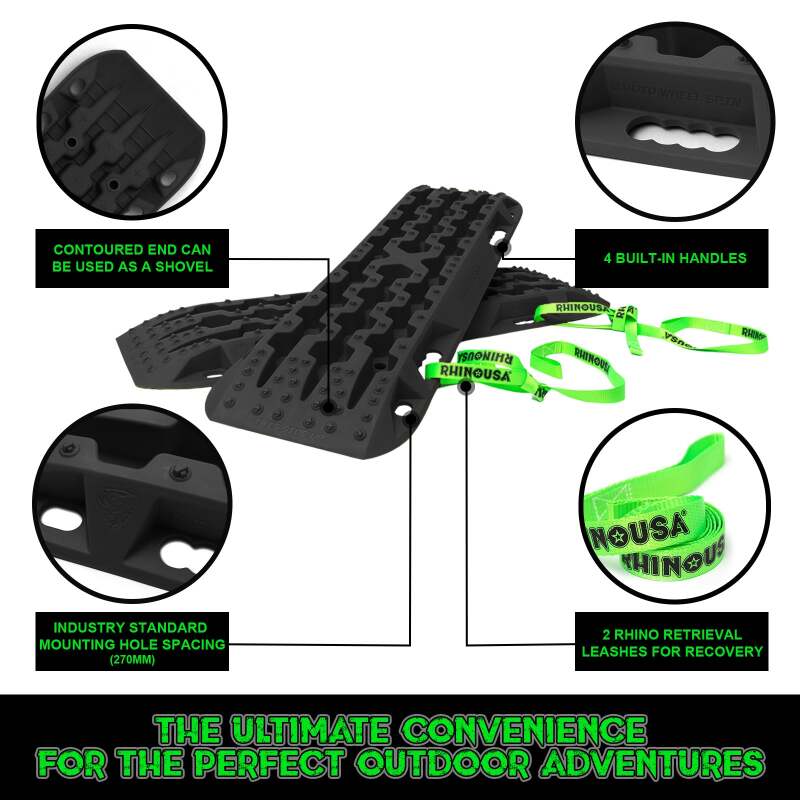Rhino USA TRACBOARDS-BLK - RSATRACBOARDS-BLK - Rhino USA Recovery Traction Boards - Black (Pair) - Shipped in Europe - Tuningsupply.com