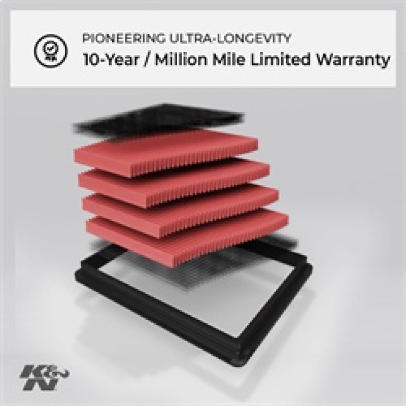 K&N Engineering 33-2544 - KNN33-2544 - K&N 6.938in O/S L x 3.5 O/S W x.875in H Fiat/Lancia Replacement Air Filter - Shipped in Europe - Tuningsupply.com