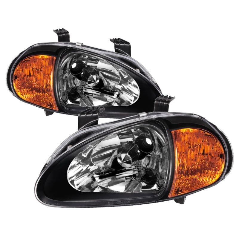 SPYDER 5013408 - SPY5013408 - xTune Honda Del Sol 93-97 1Pc Amber Crystal Headlights Black HD-ON-HDEL93-1P-AM-BK - Shipped in Europe - Tuningsupply.com