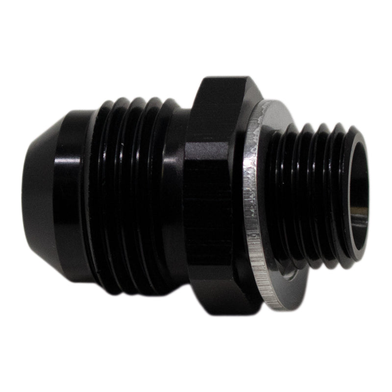 DeatschWerks 6-02-0618-B - DWK6-02-0618-B - DeatschWerks 8AN Male Flare to M14 X 1.5 Male Metric Adapter (Incl Washer) - Anodized Matte Black - Shipped in Europe - Tuningsupply.com