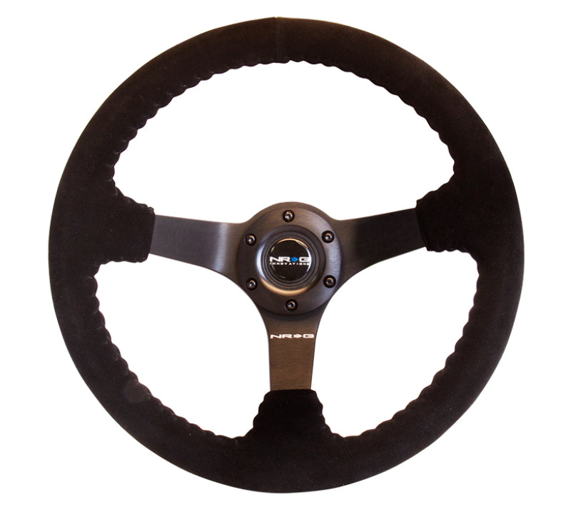 NRG RST-036MB-S - NRGRST-036MB-S - NRG Reinforced Steering Wheel (350mm / 3in. Deep) Blk Suede w/Blk BBall Stitch (Odi Bakchis Edition) - Shipped in Europe - Tuningsupply.com