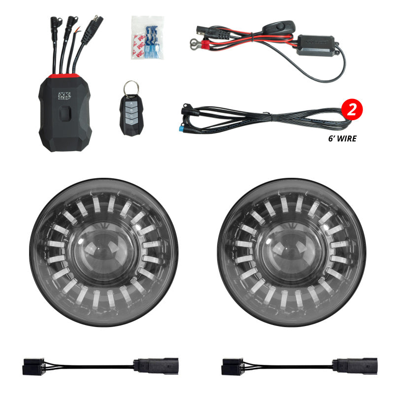 XKGLOW MX-7IN-JP-KIT - XKGMX-7IN-JP-KIT - XK Glow 07-18 Jeep Wrangler JK 7in Headlight XKmax RGBW LED 2pc XKchrome Bluetooth App Cntl Kit - Shipped in Europe - Tuningsupply.com
