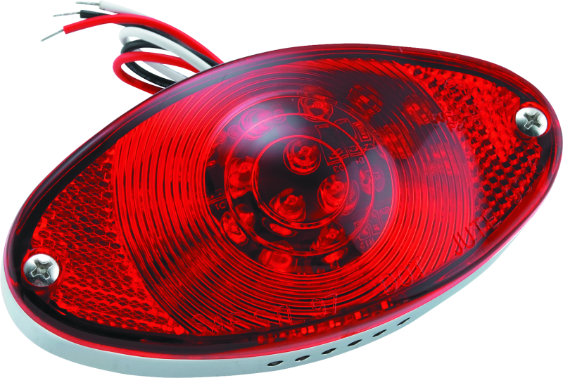 Bikers Choice 489649 - BKC489649 - Bikers Choice Chrome LED Cateye Taillight Red Lens DOT Universal - Shipped in Europe - Tuningsupply.com
