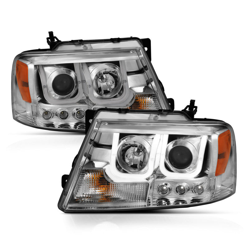 ANZO 111287 - ANZ111287 - ANZO 2004-2008 Ford F-150 Projector Headlights w/ U-Bar Chrome - Shipped in Europe - Tuningsupply.com