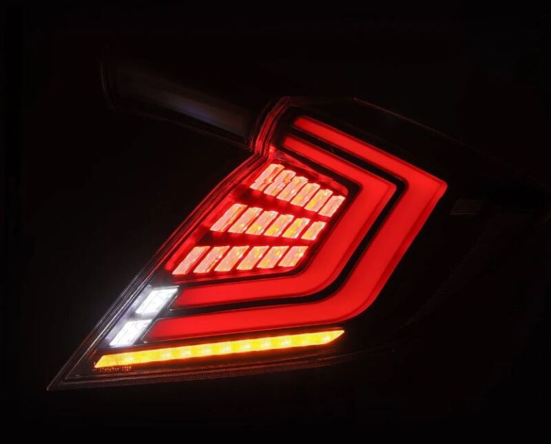 AlphaRex 676020 - ARX676020 - AlphaRex 16-21 Honda Civic Hatchback / Type-R FK8 Nova-Series LED Tail Lights (Pair) - Black - Shipped in Europe - Tuningsupply.com