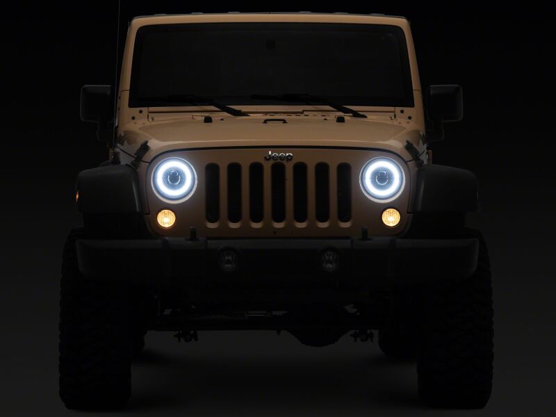 Raxiom J211420 - RAXJ211420 - Raxiom 07-08 Jeep Wrangler JK Hi Output LED Headlights/Angel Eye DRL- Black Housing- Clear Lens - Shipped in Europe - Tuningsupply.com