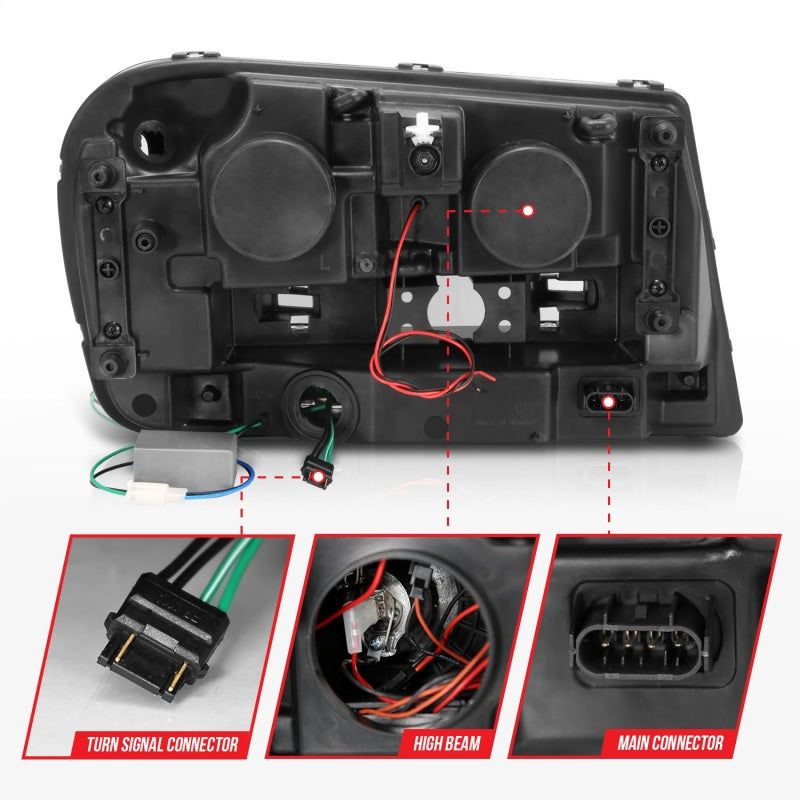 ANZO 111127 - ANZ111127 - ANZO 2002-2009 Chevrolet Trailblazer Projector Headlights w/ Halo Black - Shipped in Europe - Tuningsupply.com