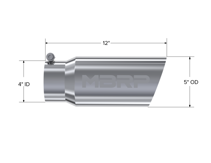 MBRP PT5052 - MBRPT5052 - MBRP Universal Tip 5 O.D. Angled Single Walled 4 inlet 12 length - Shipped in Europe - Tuningsupply.com