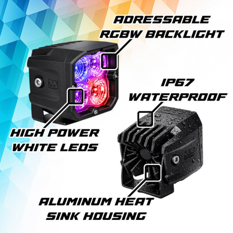 XKGLOW MX-CUBE-D-KIT - XKGMX-CUBE-D-KIT - XKGlow XKmax RGBW Addressable Cube Light Kit - Driving Beam - Shipped in Europe - Tuningsupply.com