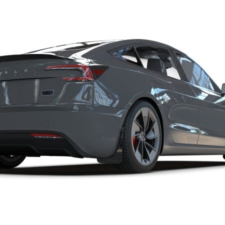 Rally Armor MF122-UR-BLK-WH - RALMF122-UR-BLK-WH - Rally Armor 24-25 Tesla Model 3 Highland Black UR Mud Flap White Logo - Shipped in Europe - Tuningsupply.com