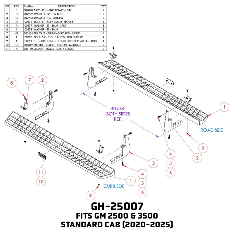 GEN-Y Hitch GH-25007 - GENGH-25007 - Gen-Y 20-25 GM 2500/3500 Standard Cab Running Boards - Shipped in Europe - Tuningsupply.com