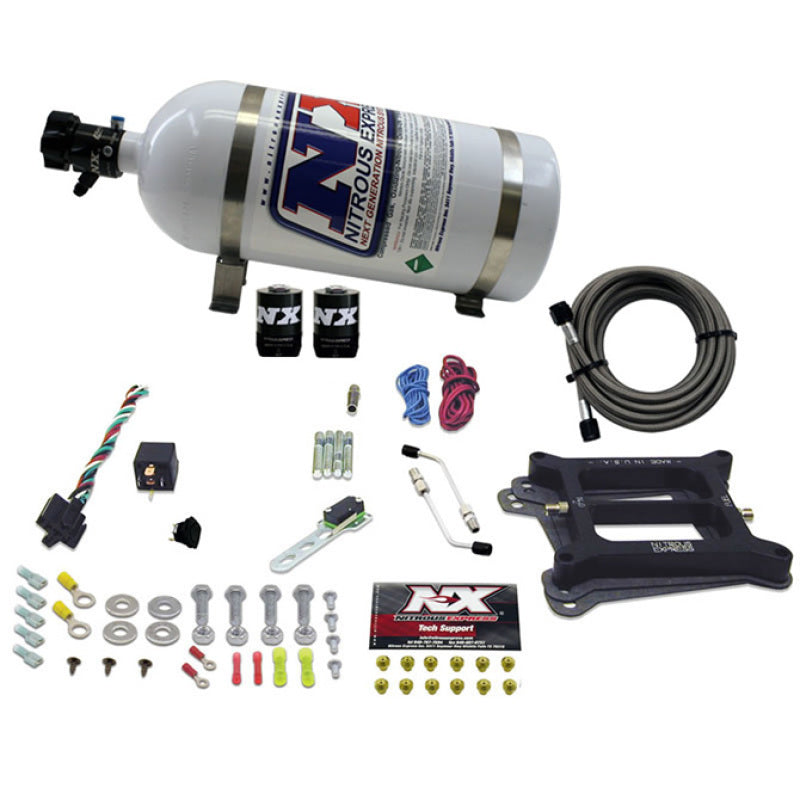 Nitrous Express 30040-10 - NEX30040-10 - Nitrous Express 4150 4-BBL/Gasoline Nitrous Kit (50-300HP) w/10lb Bottle - Shipped in Europe - Tuningsupply.com