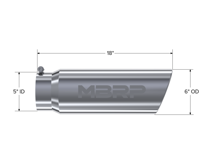 MBRP PT5125 - MBRPT5125 - MBRP Universal Tip 6in OD Angled Rolled End 5in Inlet 18in Length T304 Exhaust - Shipped in Europe - Tuningsupply.com