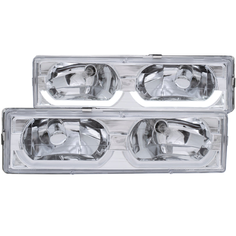 ANZO 111300 - ANZ111300 - ANZO 1988-1998 Chevrolet C1500 Crystal Headlights Chrome w/ Low - Brow - Shipped in Europe - Tuningsupply.com