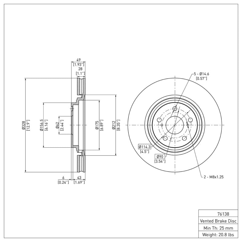 DFC 600-76138 - DFC600-76138 - DFC 08-21 Lexus NX200T Front Brake Rotor - Shipped in Europe - Tuningsupply.com