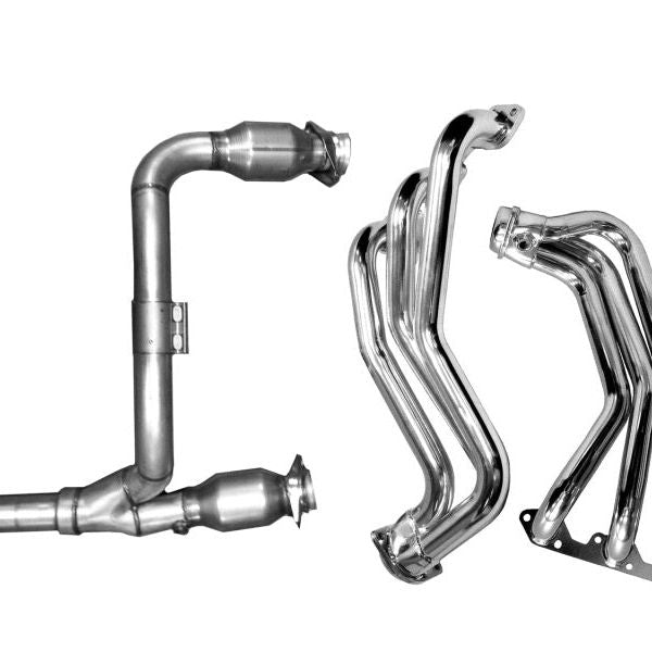 BBK 40500 - BBK40500 - BBK 07-11 Jeep 3.8 V6 Long Tube Exhaust Headers And Y Pipe And Converters - 1-5/8 Silver Ceramic - Shipped in Europe - Tuningsupply.com