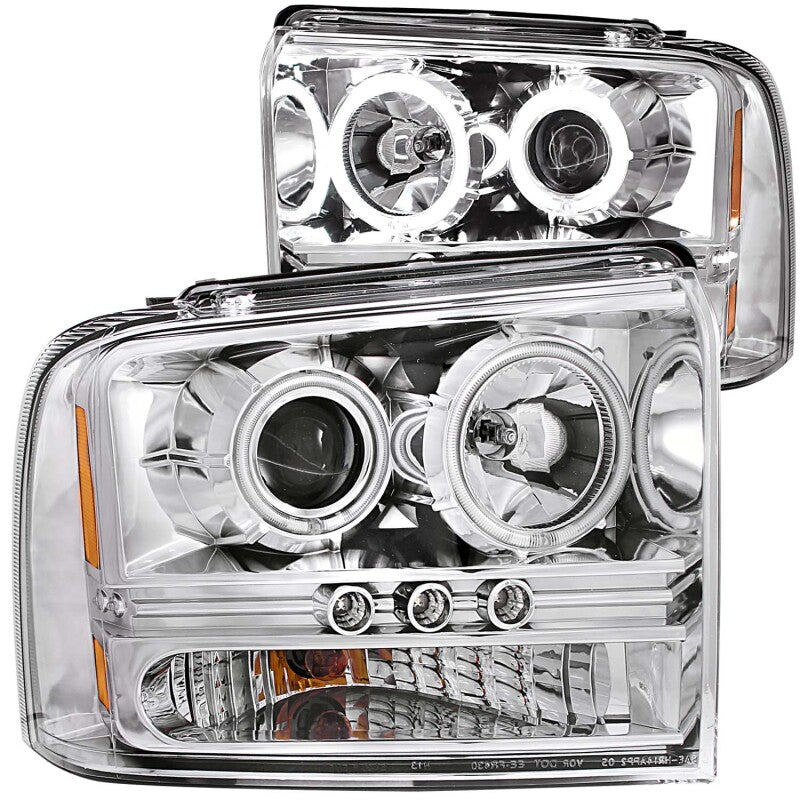 ANZO 111118 - ANZ111118 - ANZO 2005-2007 Ford Excursion Projector Headlights w/ Halo Chrome w/ LED Strip (CCFL) 1pc - Shipped in Europe - Tuningsupply.com