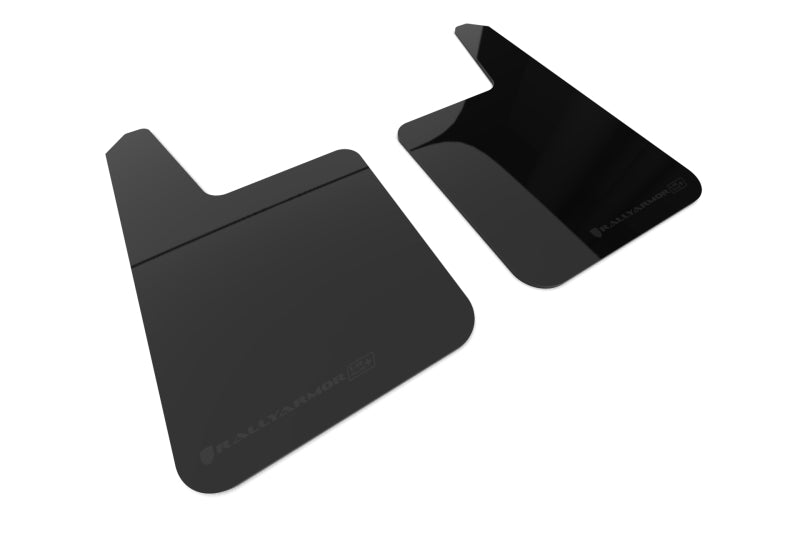 Rally Armor MF20-URP-BLK-MBK-LRT - RALMF20-URP-BLK-MBK-LRT - Rally Armor Universal Black UR Plus Mud Flap w/ Metallic Black Logo - Pair - Shipped in Europe - Tuningsupply.com
