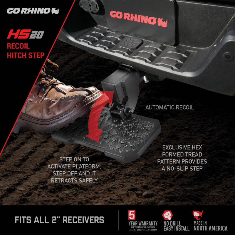 Go Rhino HS2012T - GORHS2012T - Go Rhino HS-20 Hitch Bumper Step - Shipped in Europe - Tuningsupply.com